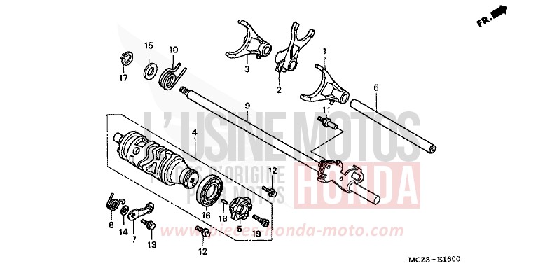 GEARSHIFT DRUM for Hornet 900 DEGITAL SILVER METALLIC (NHA30) from 2004